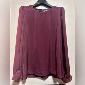 NWT -Cotton Bleu Maroon bell sleeve blouse- size xl